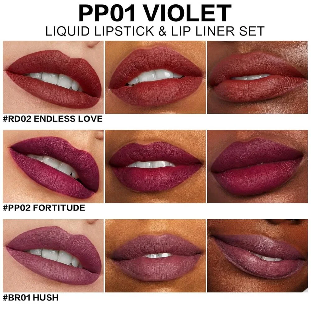 NEW 6Pcs Liquid Lipstick & Lip Liner Set